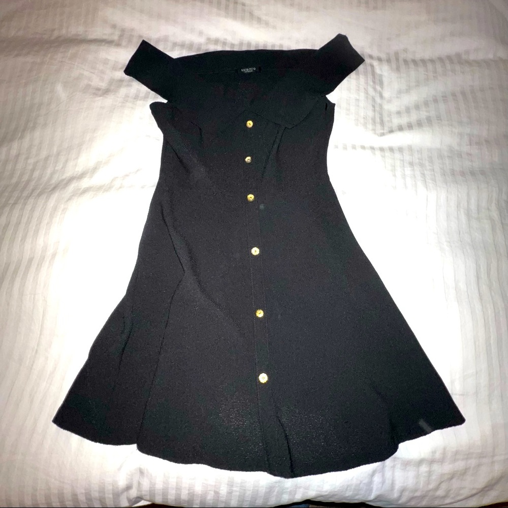 Little black button front dress